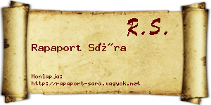 Rapaport Sára névjegykártya